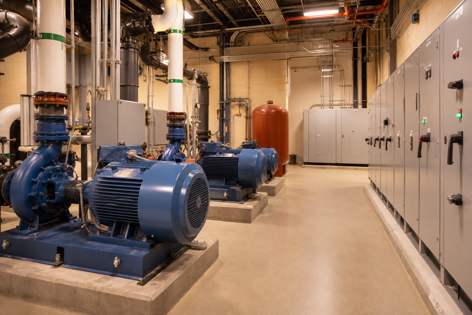 Warm mechanical room with motors and electrical equipment